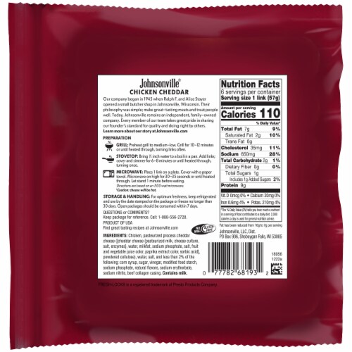 Johnsonville® Beddar with Cheddar® Chicken Cheddar Smoke Sausage Perspective: back