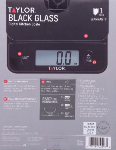 Taylor® Digital Glass Kitchen Scale - Black Perspective: back