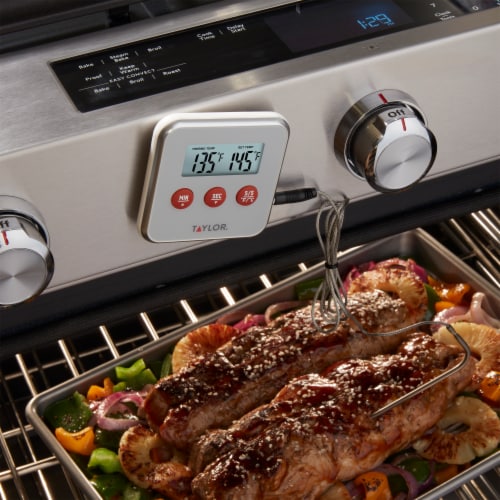 Taylor® Digital Wired Probe Timer Thermometer - White Perspective: back