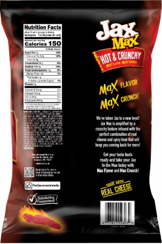 Jax® Max™ Hot & Crunchy Flavored Corn Snacks Perspective: back