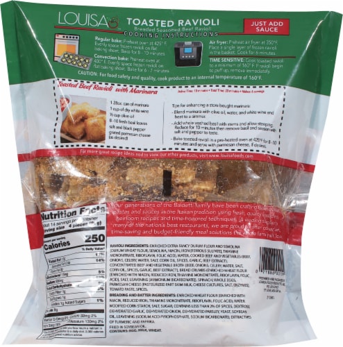 Louisa Toasted Breaded Seasoned Original Beef Ravioli Perspective: back