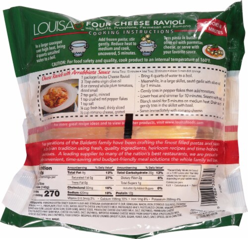 Louisa Four Cheese Ravioli 22 oz Perspective: back