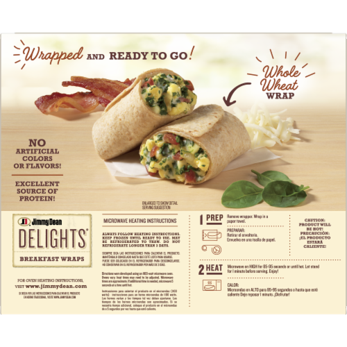 Jimmy Dean Delights® Spinach & Bacon Frozen Breakfast Wraps Perspective: back