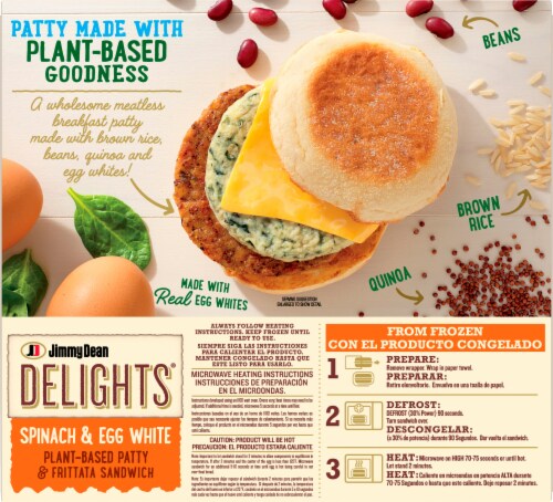 Jimmy Dean Delights® Spinach & Egg White Plant Based Patty & Frittata Sandwich Perspective: back