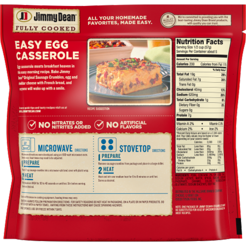 Jimmy Dean® Fully Cooked Original Pork Sausage Crumbles Perspective: back