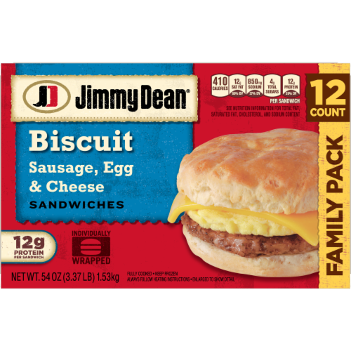 Jimmy Dean® Sausage Egg & Cheese Frozen Biscuit Sandwiches Perspective: back