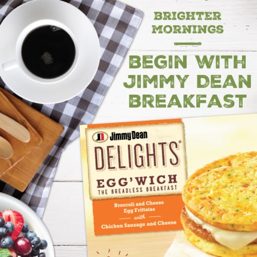 Jimmy Dean Delights Egg’wich Broccoli & Cheese Egg Frittatas and Chicken Sausage Breakfast Sandwich Perspective: back