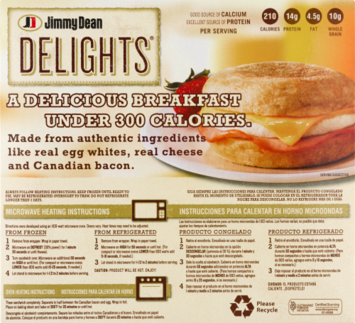 Jimmy Dean D-lights Bacon Cheese Sandwich on Honey Wheat Muffin Perspective: back
