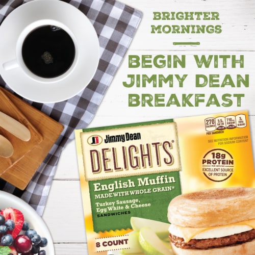Jimmy Dean Delights® Turkey Sausage Egg White & Cheese English Muffin Frozen Breakfast Sandwiches Perspective: back
