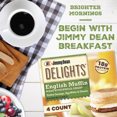 Jimmy Dean Delights® Turkey Sausage Egg White & Cheese English Muffin Frozen Breakfast Sandwiches Perspective: back
