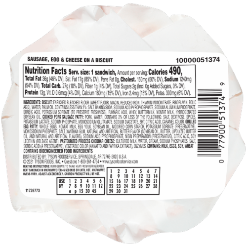 Jimmy Dean® Frozen Sausage Egg & Cheese Biscuit Perspective: back