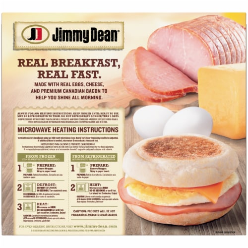 Jimmy Dean® Frozen Canadian Bacon Whole Cracked Egg & Cheese English Muffin Sandwiches Perspective: back