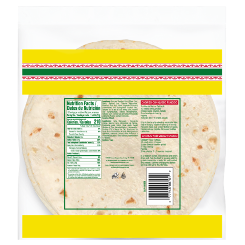 Calidad Burrito Size Flour Tortillas Perspective: back