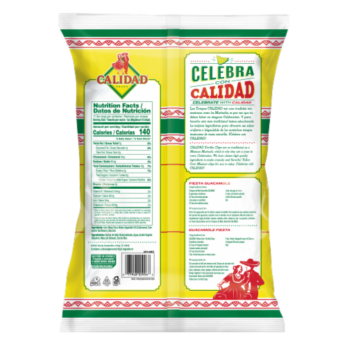 Calidad Yellow Corn Tortilla Chips Perspective: back