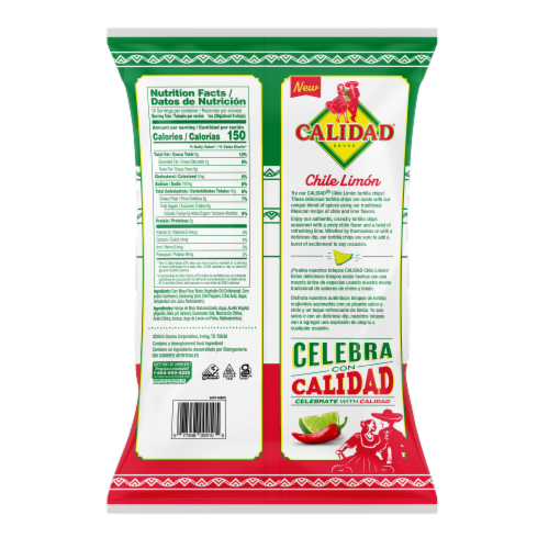 Calidad Chile Limon Tortilla Chips Perspective: back