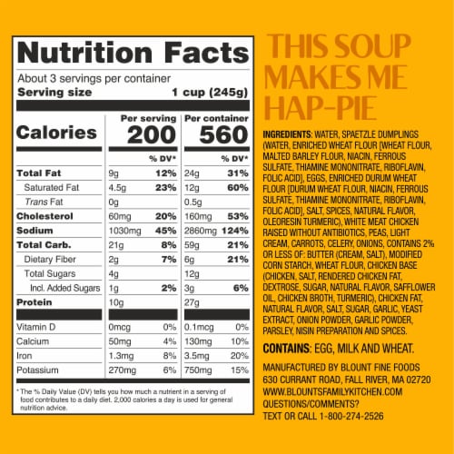 Blount's Family Kitchen Chicken Pot Pie Soup Perspective: back