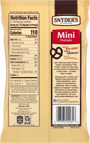 Snyder's® of Hanover Mini Pretzels Perspective: back