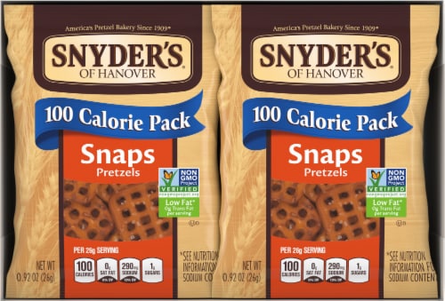 Snyder's Snaps Pretzels 100 Calorie On-The-Go Packs Perspective: back