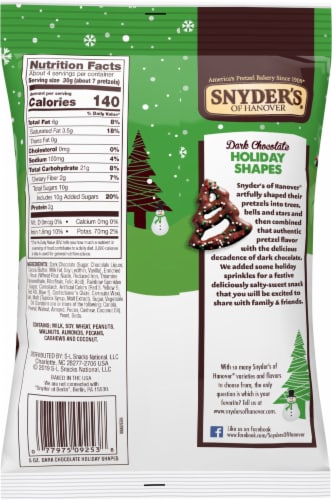 Snyder's Of Hanover® Dark Chocolate Covered Holiday Shapes Pretzels Perspective: back