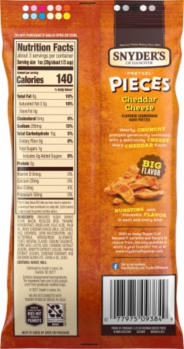 Snyder’s of Hanover Cheddar Cheese Pretzel Pieces Perspective: back