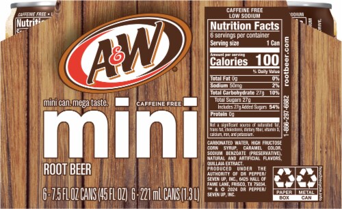 A&W® Root Beer Soda Mini Cans Perspective: back