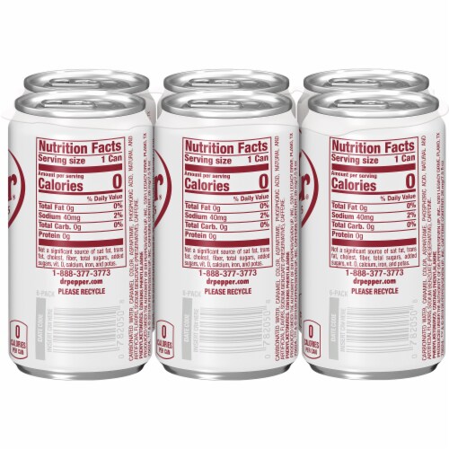 Diet Dr Pepper Soda Mini Cans Perspective: back