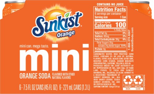 Sunkist® Orange Soda Mini Cans Perspective: back