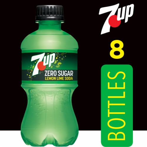 7UP Zero Sugar Lemon Lime Caffeine-Free Soda Bottles Perspective: back