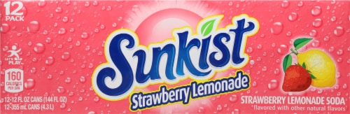 Sunkist® Strawberry Lemonade Soda Cans Perspective: back