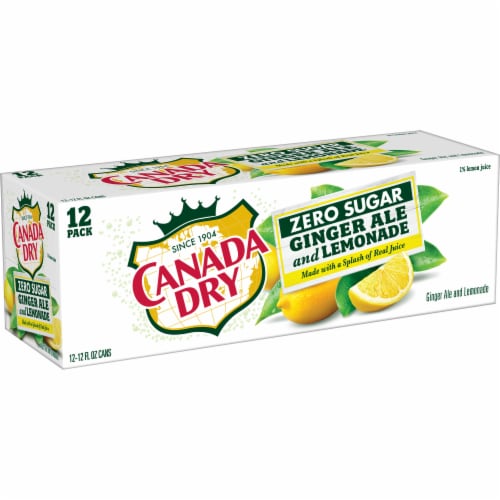 Canada Dry Zero Sugar Ginger Ale and Lemonade Soda Cans Perspective: back
