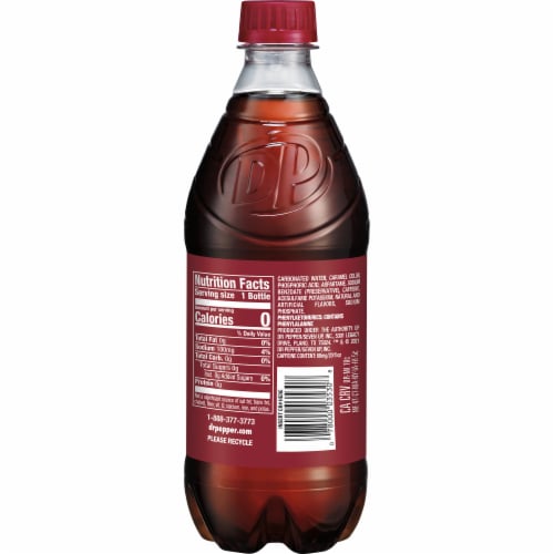 Dr Pepper® Zero Sugar Soda Bottle Perspective: back
