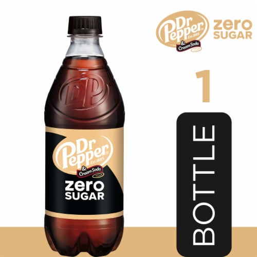 Dr Pepper and Cream Zero Sugar Soda Bottle Perspective: back