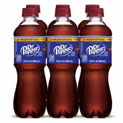 Dr Pepper Zero Sugar Dark Berry Soda Bottles Perspective: back