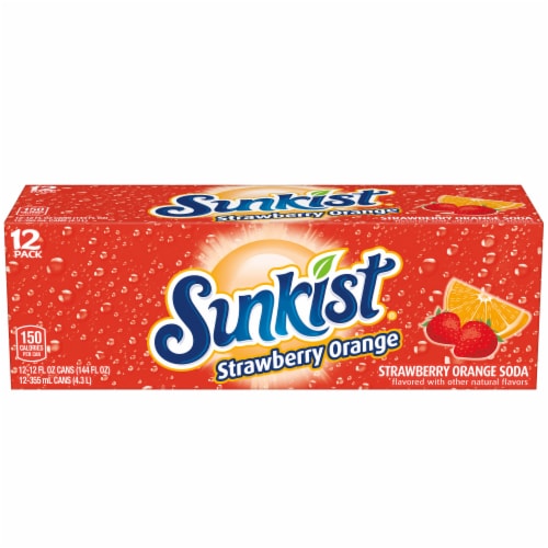 Sunkist Strawberry Orange Soda Cans Perspective: back