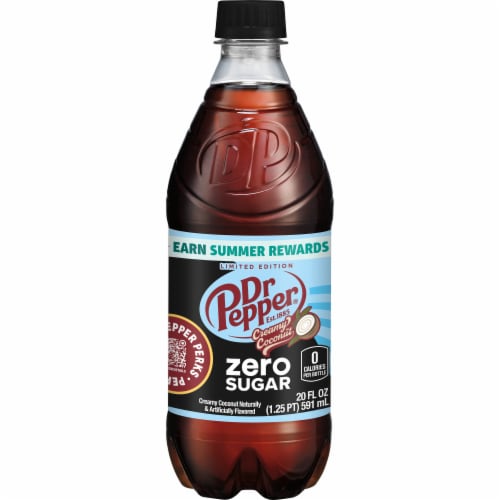 Dr Pepper Creamy Coconut Zero Sugar Soda Bottle Perspective: back