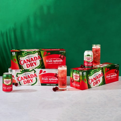 Canada Dry Fruit Splash Cherry Ginger Ale Soda Cans Perspective: back