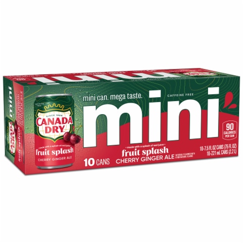 Canada Dry Fruit Splash Cherry Ginger Ale Soda Mini Cans Perspective: back