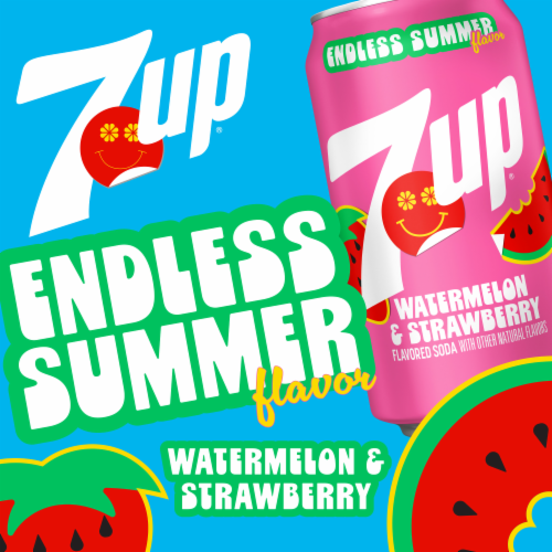 7UP Caffeine Free Watermelon Strawberry Soda Cans Perspective: back