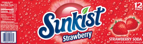 Sunkist Strawberry Soda Cans Perspective: back