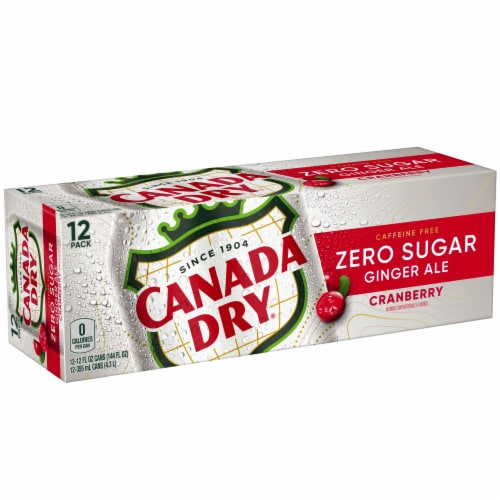 Canada Dry Zero Sugar Cranberry Ginger Ale Soda Cans Perspective: back