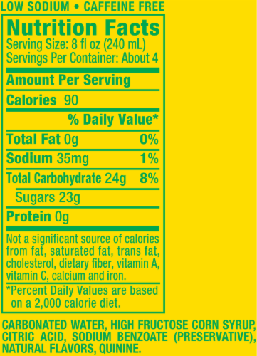 Canada Dry Lime Tonic Water Perspective: back