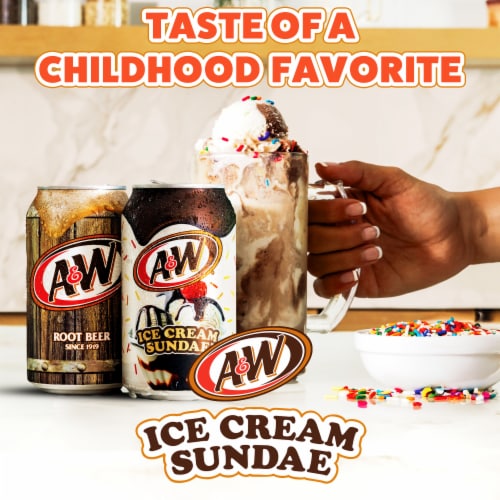 A&W Ice Cream Sundae Caffeine Free Soda Cans Perspective: back