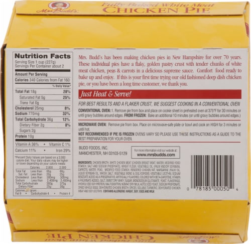 Mrs. Budd's® Fully Baked White Meat Chicken Pie Perspective: back