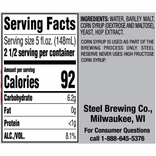 Steel Reserve High Gravity Malt Liquor Beer Perspective: back
