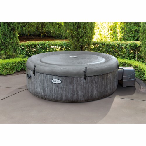 Intex Greywood Deluxe 4 Person Portable Inflatable Hot Tub with LED Lights, Gray Perspective: back