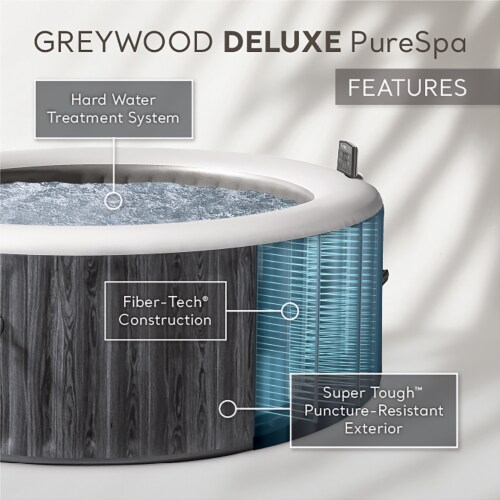 Intex PureSpa Greywood Deluxe 6 Person Portable Inflatable Hot Tub Jet Spa, Gray Perspective: back