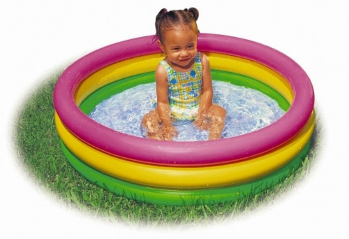 Intex 58924EP 34in x 10in Sunset Glow Soft Inflatable Baby Swimming Pool Perspective: back