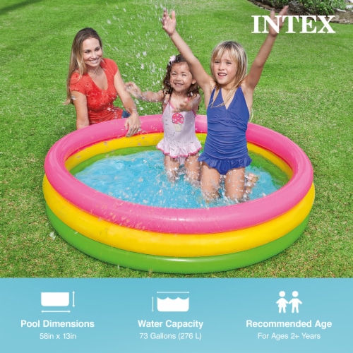 Intex 58 x 13 Inflatable Sunset Glow Colorful Backyard Kids Vinyl Splash Pool Perspective: back