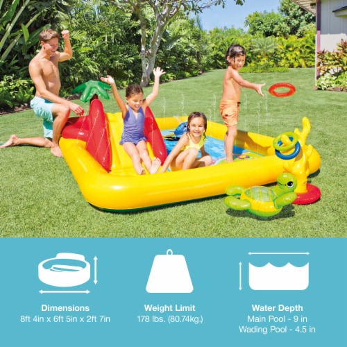 Intex® Inflatable Ocean Play Center Kids Backyard Kiddie Pool & Games Perspective: back