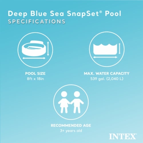 Intex SnapSet Instant Above Ground Swimming Kiddie Pool - Deep Sea Blue Perspective: back